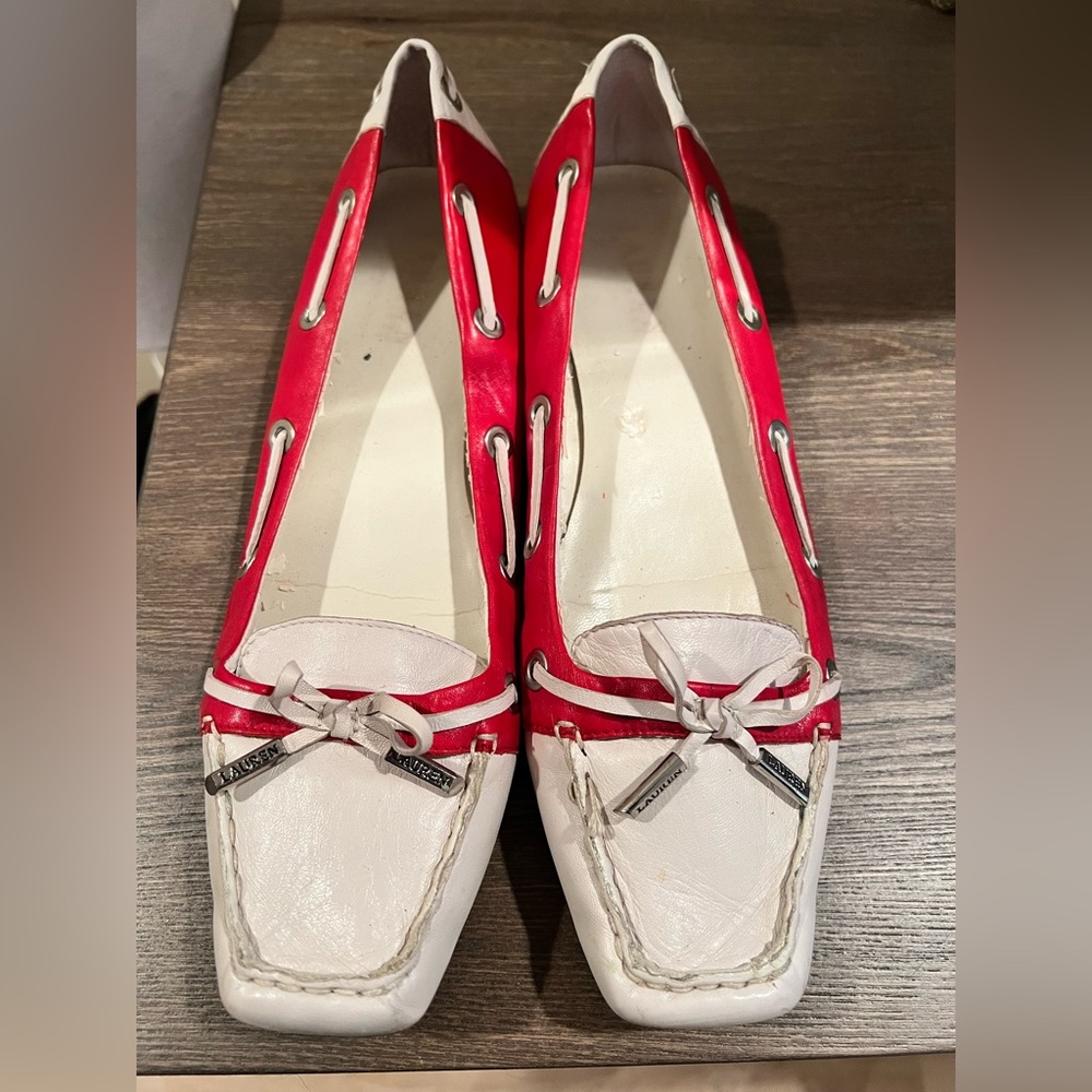 Ralph Lauren Red & White Loafers Women’s Shoes Size 9.5
